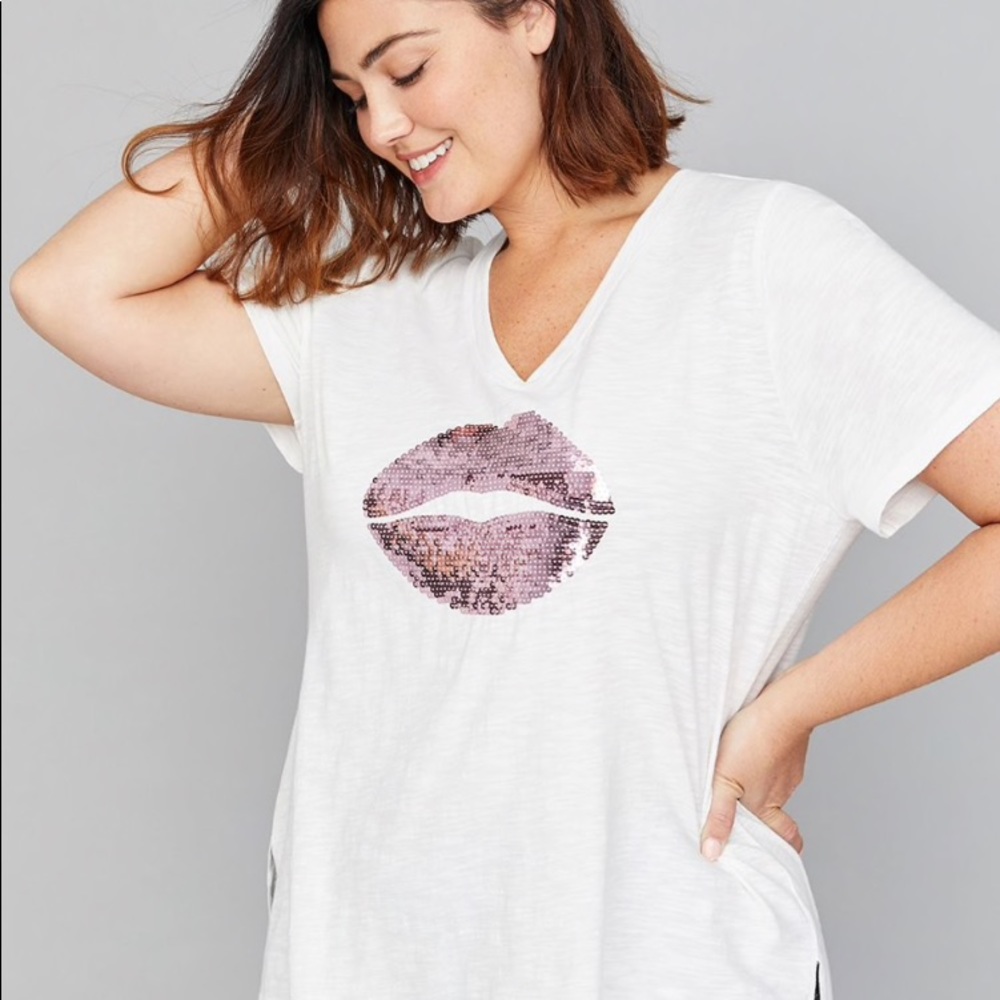 Lane Bryant Sequin Lip Tee